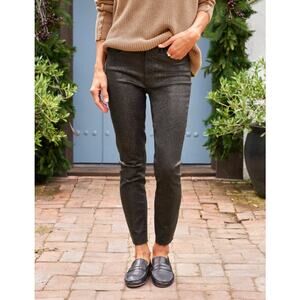 Frank & Eileen Womens 10 Black Shimmer Wax Sligo Ankle Raw Hem Skinny Jeans NEW